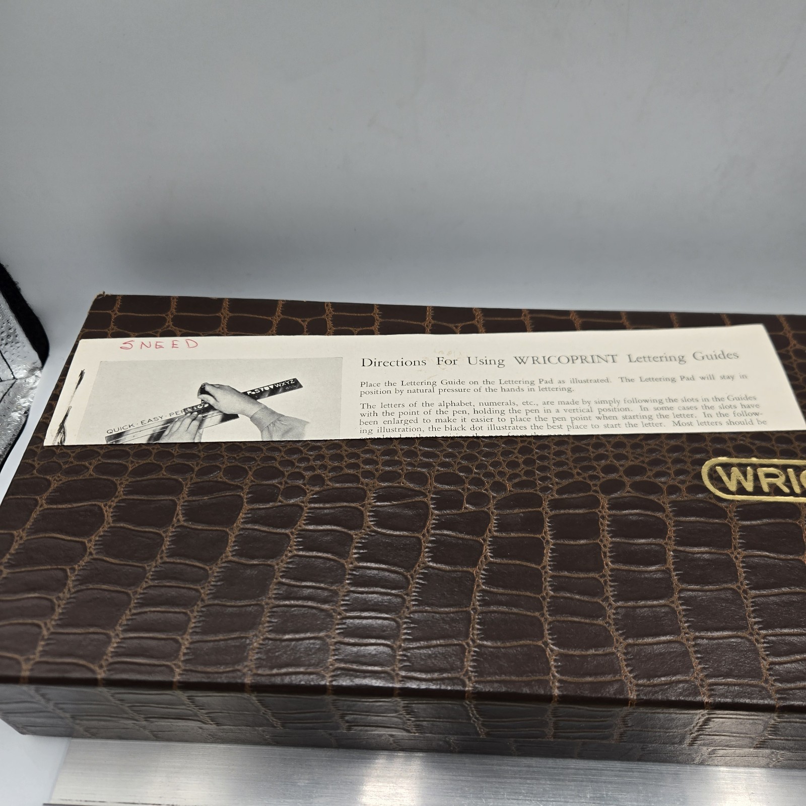 Vintage Drafting Wrico 1 pens, 8 Lettering and Number Guides Letter Pad + Box