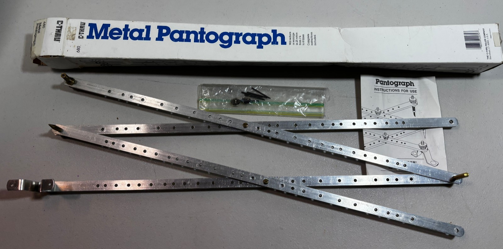 C-THRU RULER COMPANY Pantograph Model 680 Metal Folding Ruler Drafting Tool