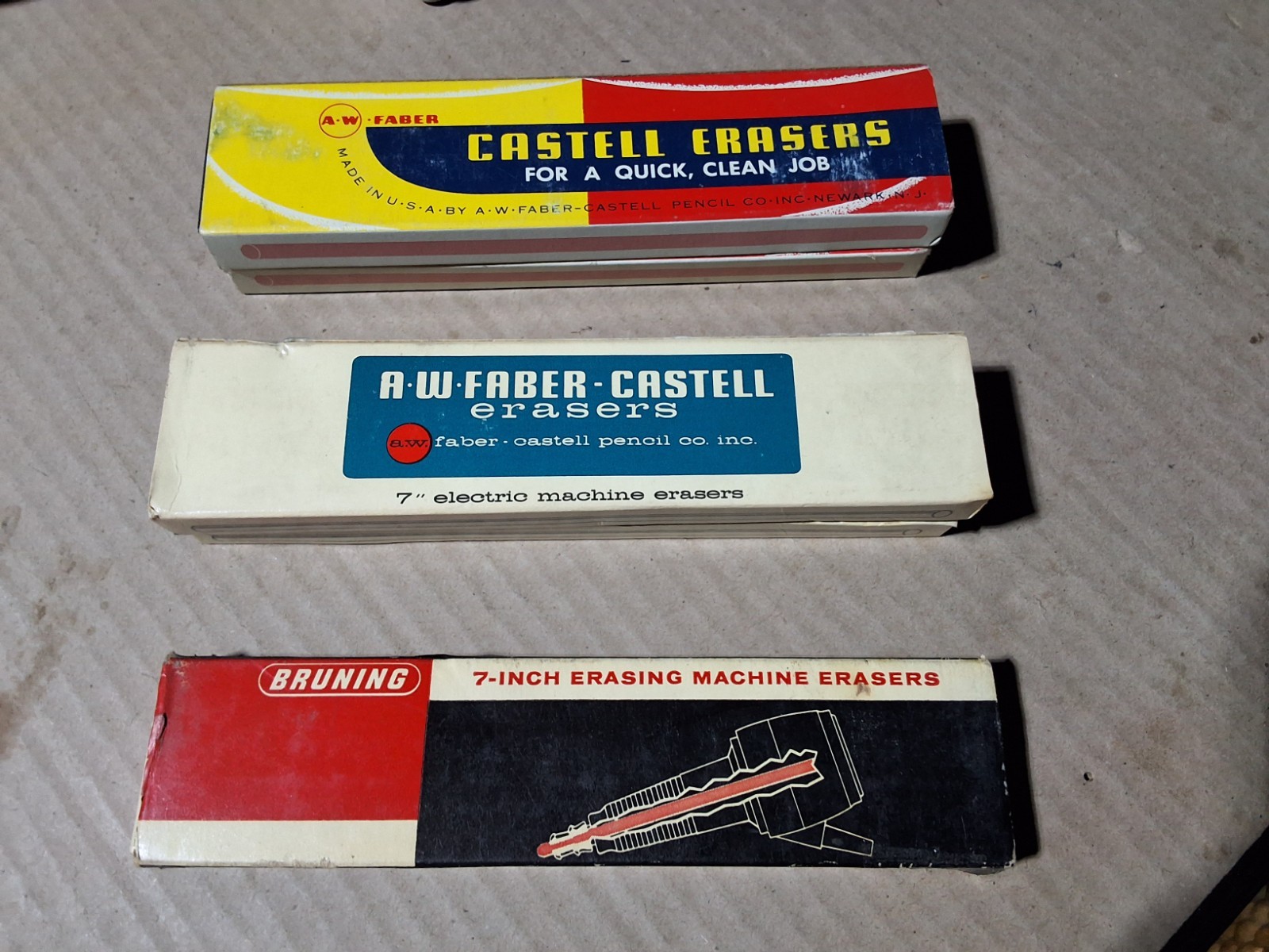 Vintage A.W. Faber-Castell 7″ Electric Erasers No. 73 No.75 & Bruning No.87-565