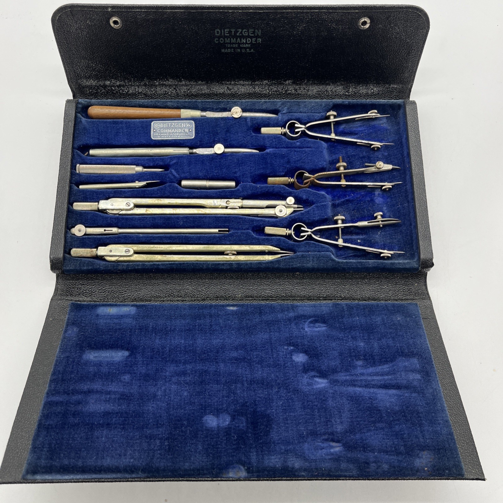 Dietzgen Commander Drafting Drawing Instruments Vintage Complete Set USA