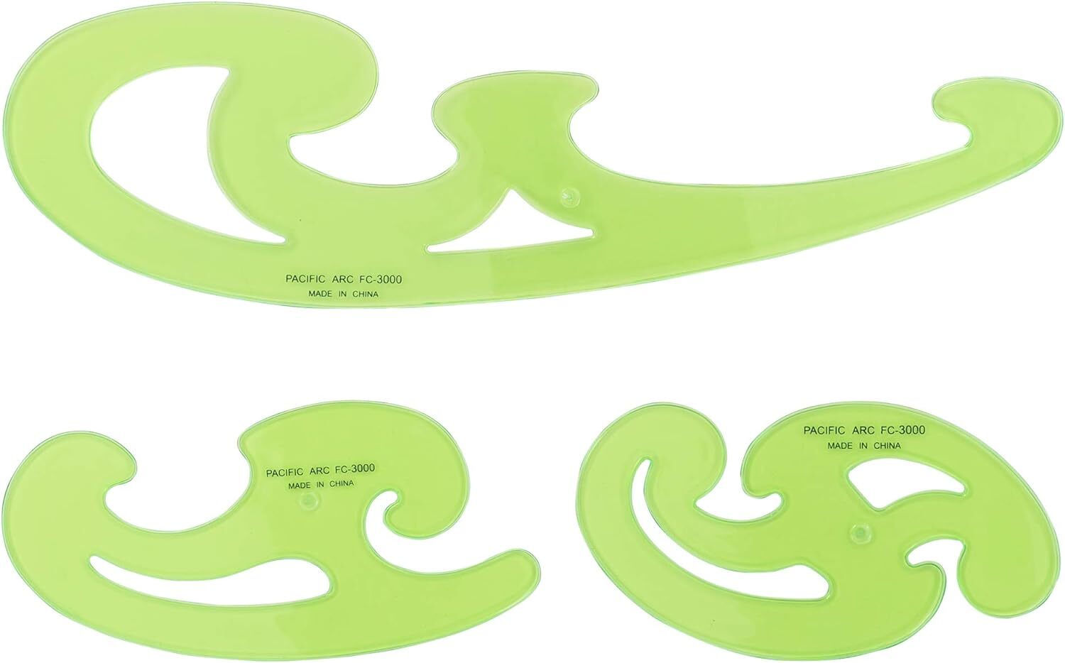Pacific Arc French Curve Set, 3 Shapes, Clear Curve Ruler, Drafting Tool