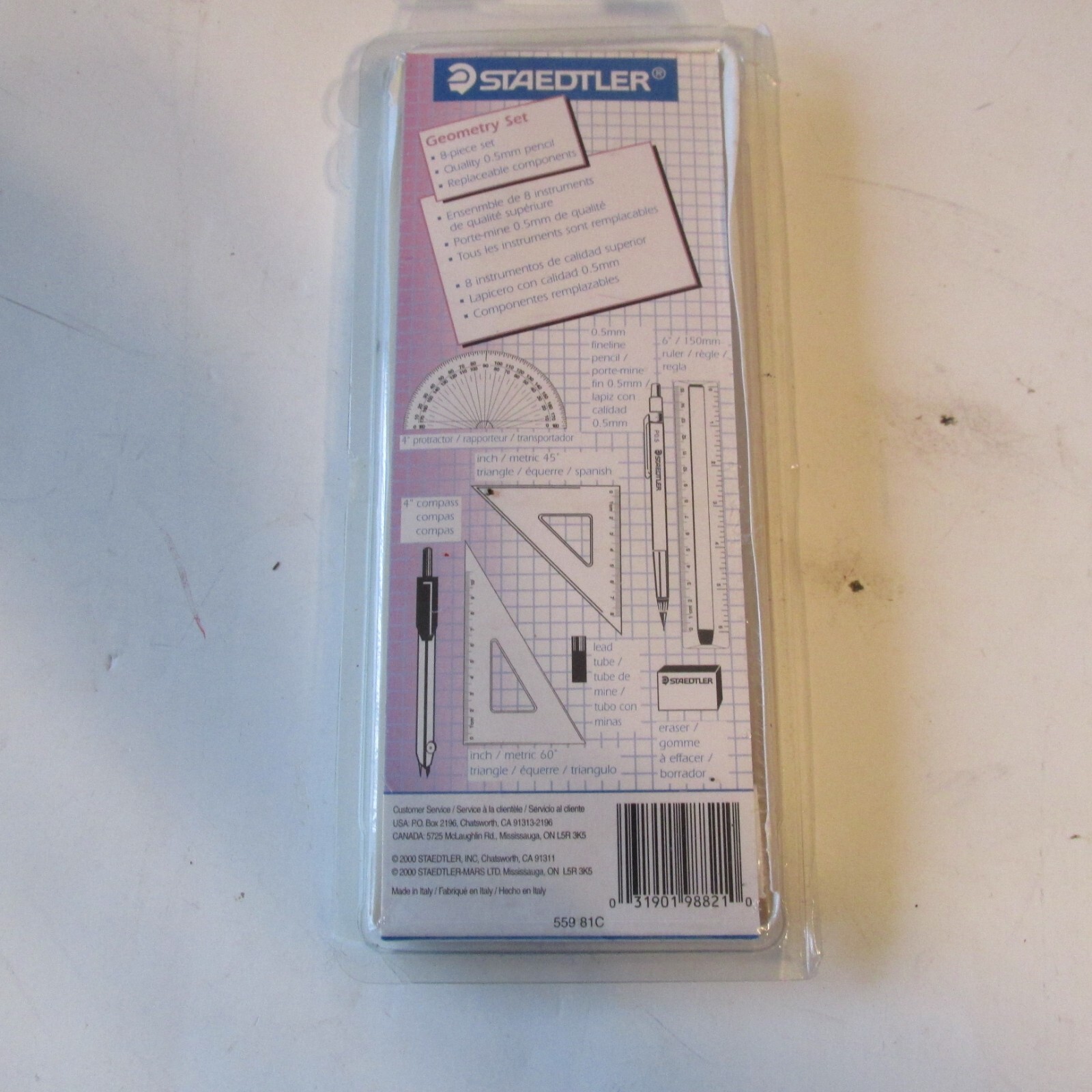 Staedler 8 Piece Geo Set 559 81C Made in Italy Missing Pen