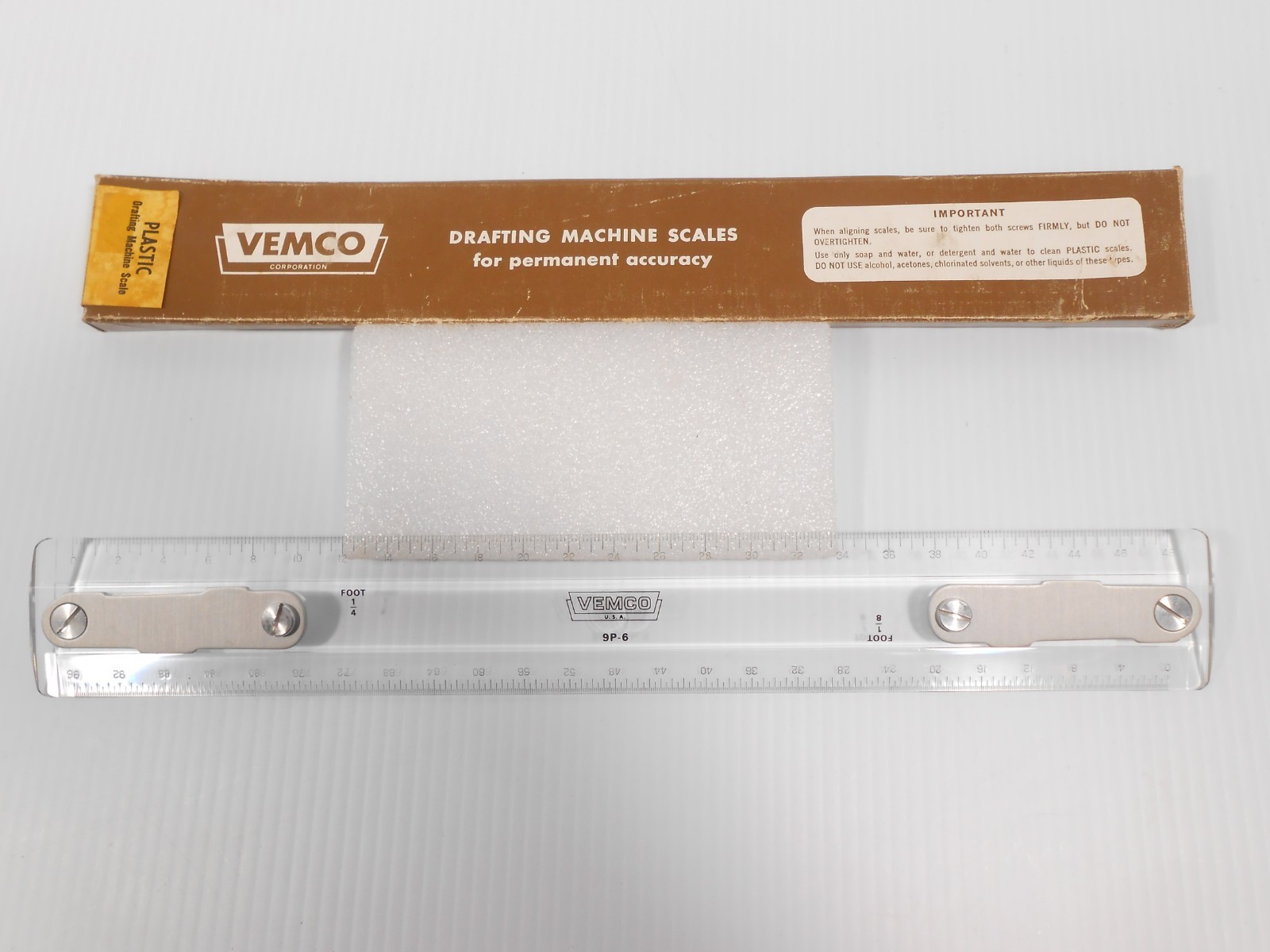 Vintage Vemco 9P-6 Drafting Machine Scale Ruler 12” Pasadena CA USA
