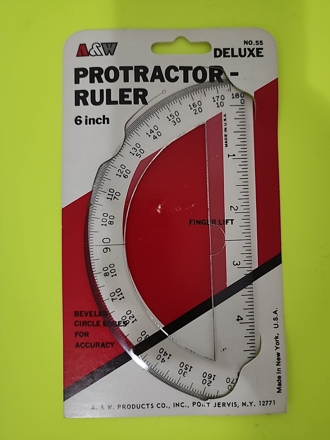 VTG NOS A&W Protractor-Ruler 6″ Deluxe No. 55 Plastic