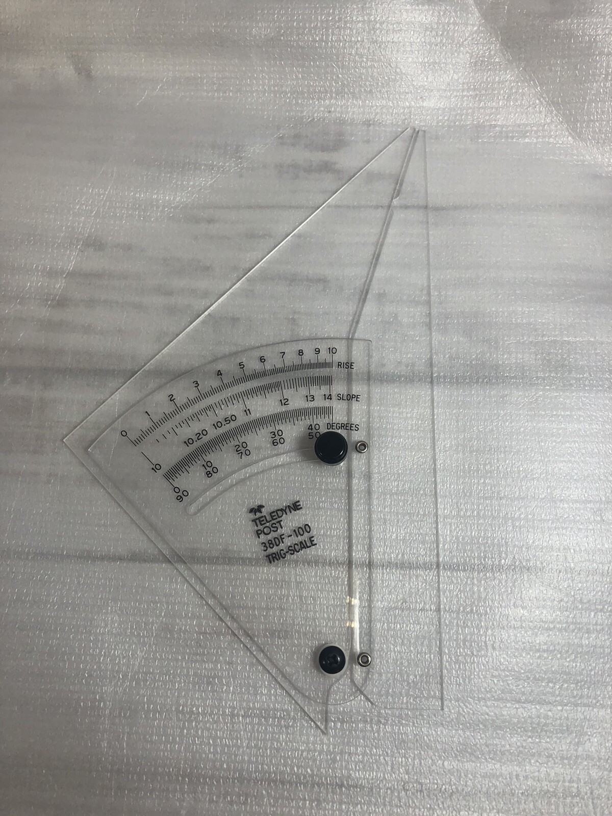 Vintage Teledyne Post Model 38DF-100 Trig-Scale Clear Plastic Slope Degrees Rise